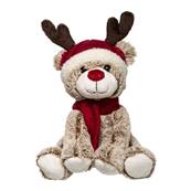 Peluche Renne Brun Bonnet 35cm