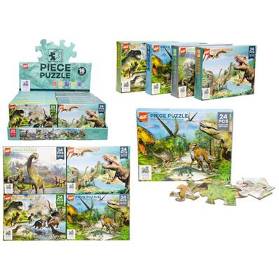 Puzzle Dinosaures 24 Pièces 12 X 16 Cm Box - 17.5 X 25 Cm Puzzle
