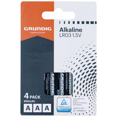 Blister 4 Piles Alcaline AAA/LR03 950mah GRUNDIG