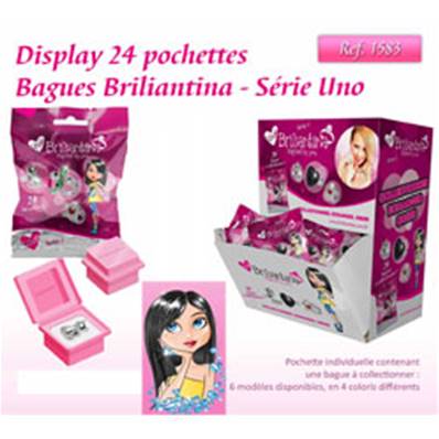 Présentoir 24 Mini Pochettes Bagues Briliantina