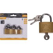 Blister Set de 3  Cadenas avec 3 Clefs 25 30 40 mm