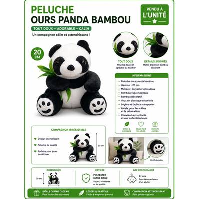 Ours Panda Bambou  20 Cm