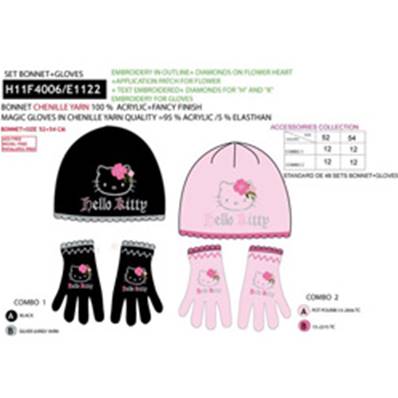 Set Bonnet + Gants HELLO KITTY 4  T.Unique 