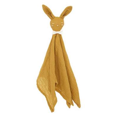 Doudou Carre Lapin Jaune 