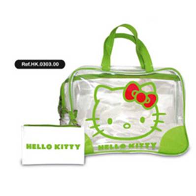 Sac Plage Moyen Modèle Vert HELLO KITTY 32 x 23 Cm 